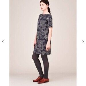 Toast Batik Print Shift Dress Indigo/Off White 12